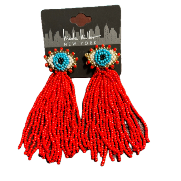 2 New Pairs Nicole Miller Dangle Seed Bead Earrings Gold Tone 3L - Picture 7 of 11